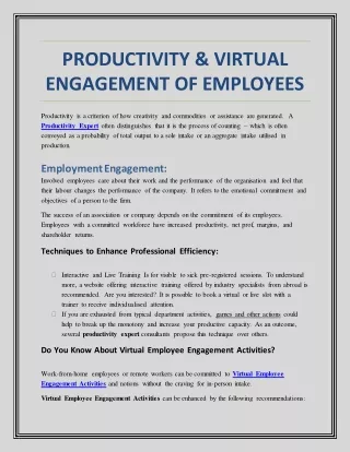 Productivity Virtual Engagement of Employees