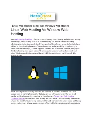linux web hosting better than windows web hosting