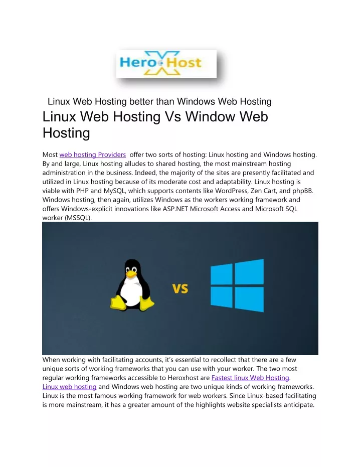 linux web hosting better than windows web hosting