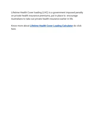 lifetime health cover loading lhc is a government