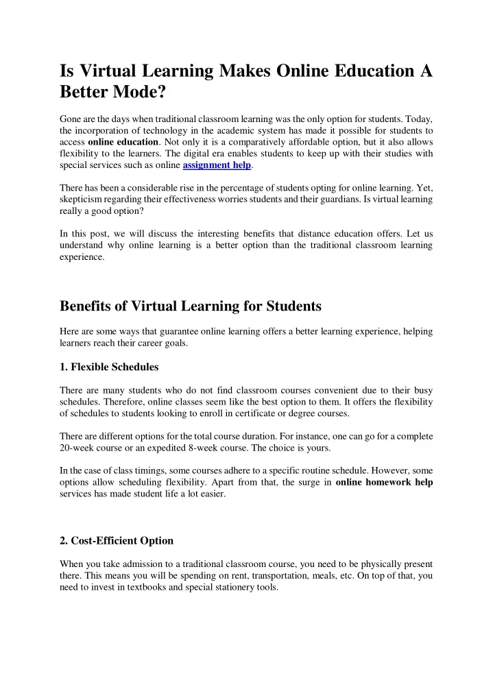 is virtual learning makes online education