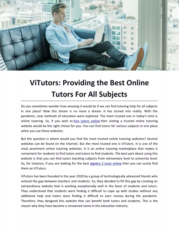 vitutors providing the best online tutors