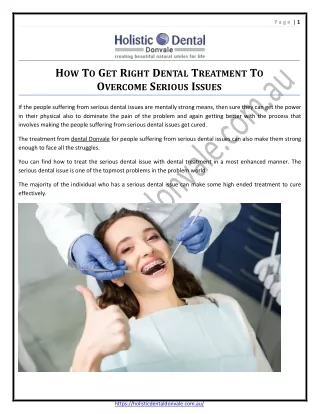 How To Get Right Dental Treatment To Overcome Serious Issues