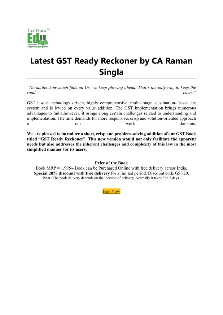 latest gst ready reckoner by ca raman singla