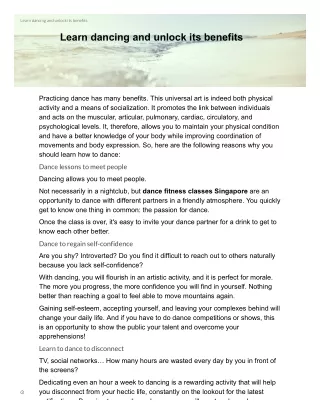 Dance Fitness Classes Singapore