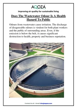 Does The Wastewater Odour Is A Health Hazard To Public ?