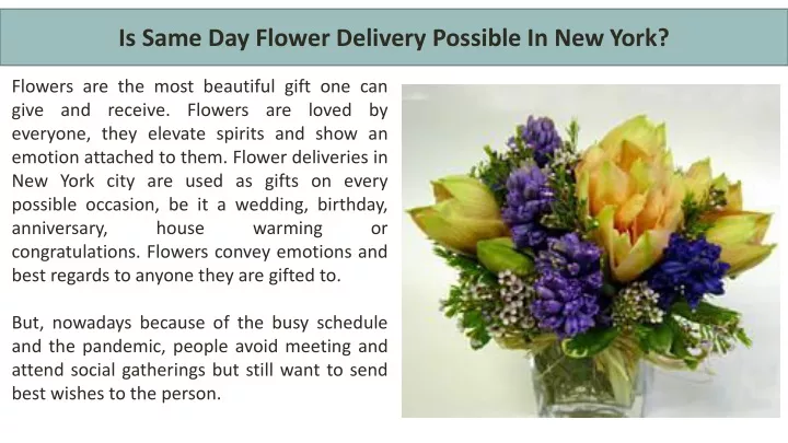 is same day flower delivery possible in new york