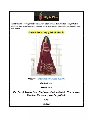Gowns For Party  Ethnicplus.in