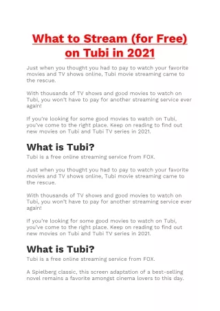 What to Stream (for Free) on Tubi in 2021