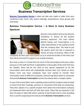 Business Transcription Services