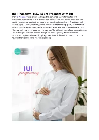 IUI Pregnancy -  How to Pregnant after IUI