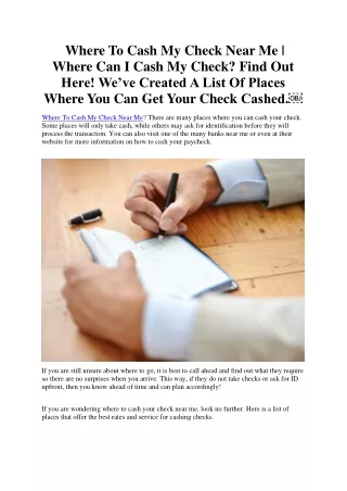 where to cash my check near me where can i cash