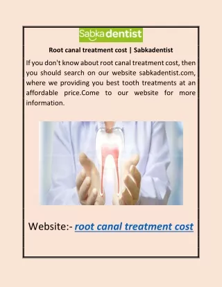 Root canal treatment cost | Sabkadentist