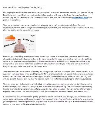 purchase soundcloud plays low cost beginning 1