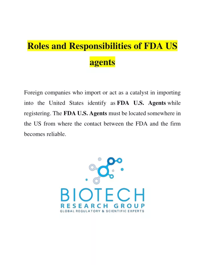 roles and responsibilities of fda us