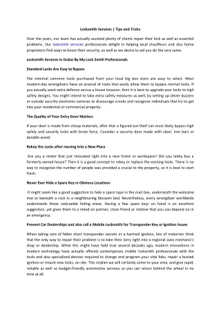 locksmith services tips and tricks