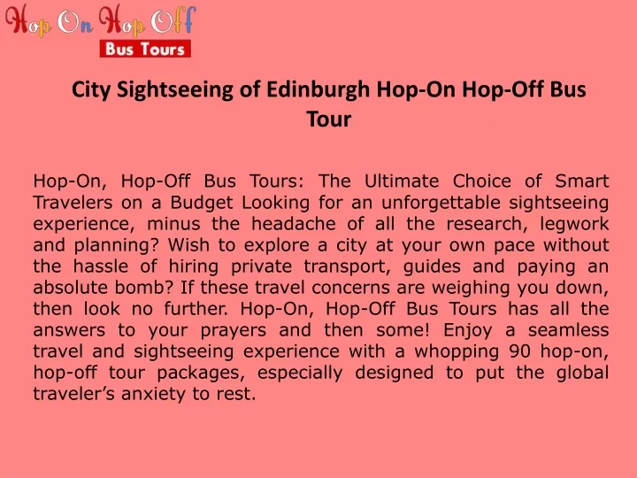 city sightseeing of edinburgh hop on hop off bus tour