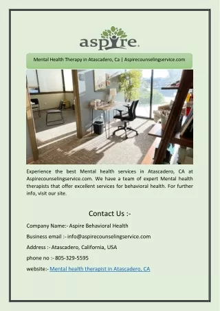 Mental Health Services in Morro Bay, CA | Aspirecounselingservice.com