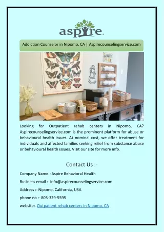 Outpatient Rehab Centers in Nipomo, CA | Aspirecounselingservice.com