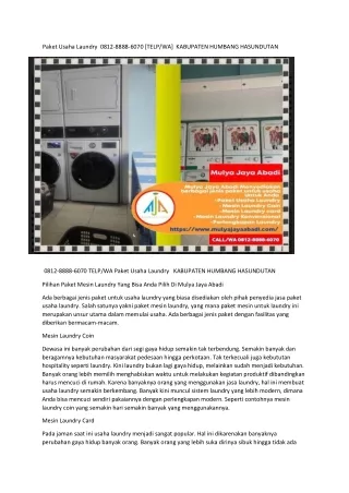 Paket Usaha Laundry  0812-8888-6070 [TELP/WA]  KABUPATEN HUMBANG HASUNDUTAN