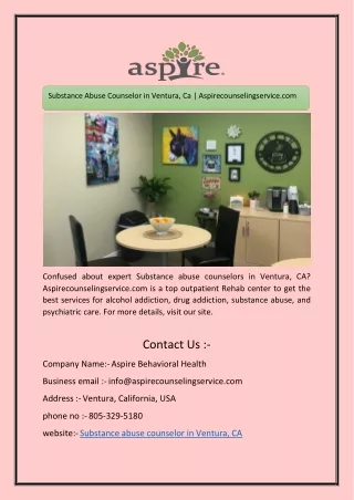 Rehab Center In Glendale, CA | Aspirecounselingservice.com