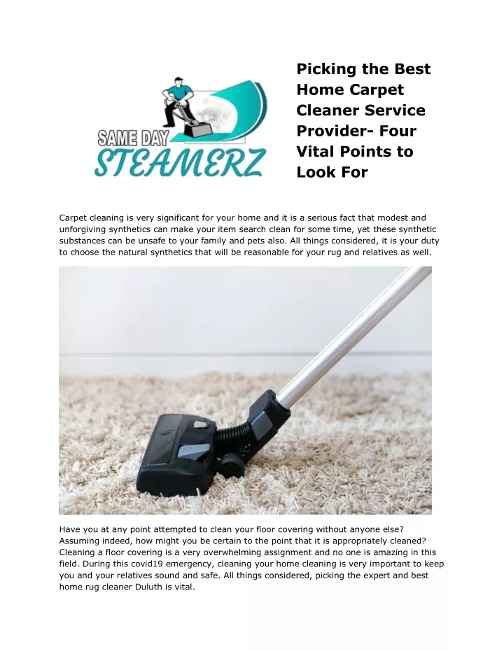 picking the best home carpet cleaner service