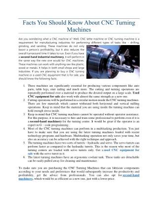 Facts You Should Know About CNC Turning Machines