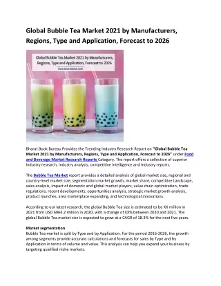 global bubble tea market 2021 by manufacturers