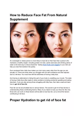 How to Reduce Face Fat From Supplement