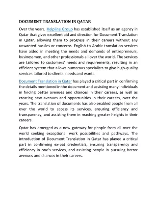 DOCUMENT TRANSLATION IN QATAR