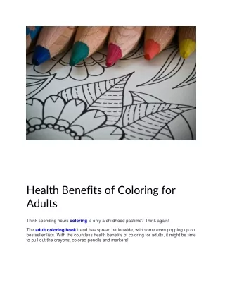 Health Benefits of Coloring for Adults 2