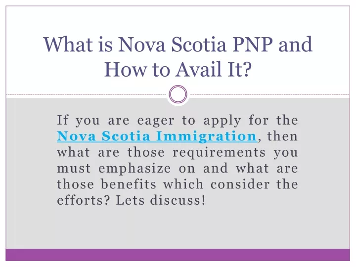what is nova scotia pnp and how to avail it