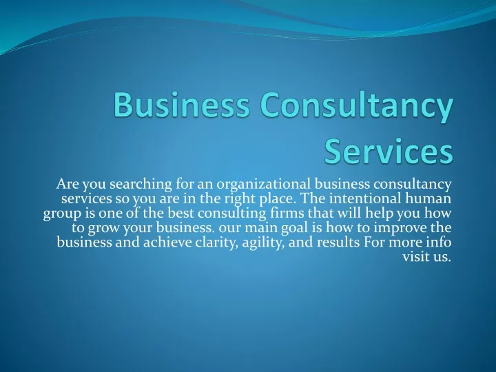 business consultancy services