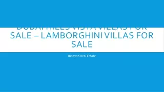 Dubai Hills Vista Villas For Sale – Lamborghini