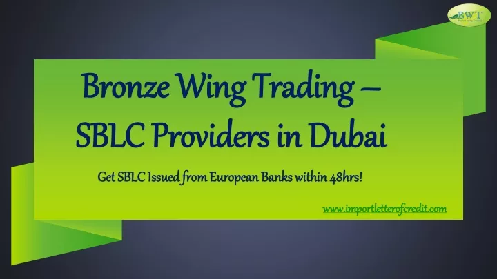 bronze wing trading sblc providers in dubai