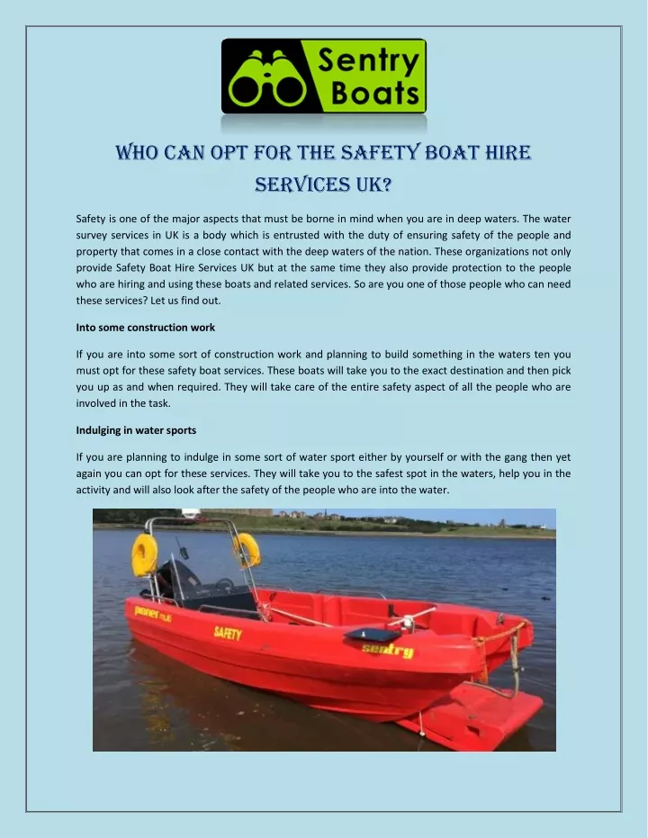 who can opt for the safety boat hire services uk