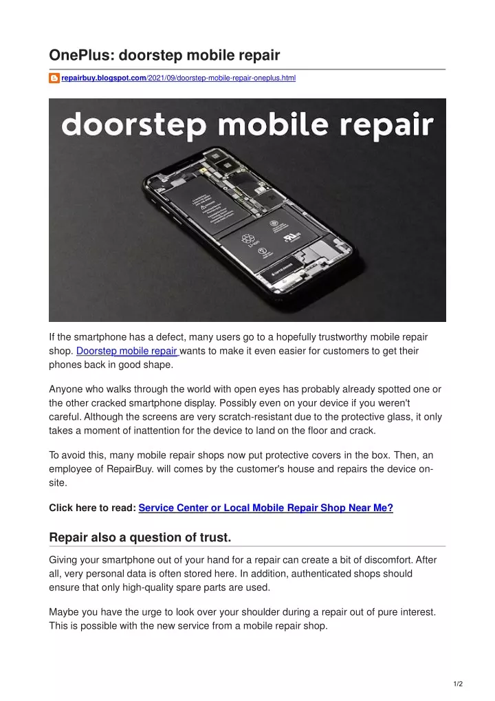 oneplus doorstep mobile repair