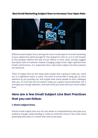 Best Email Marketing Subject lines to Increase Your Open Rate