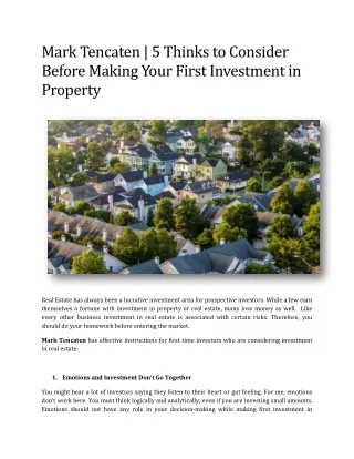 mark tencaten 5 thinks to consider before making