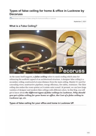 types of false ceiling for home office in lucknow