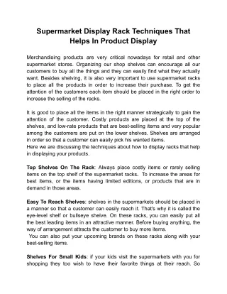 supermarket display rack techniques that helps