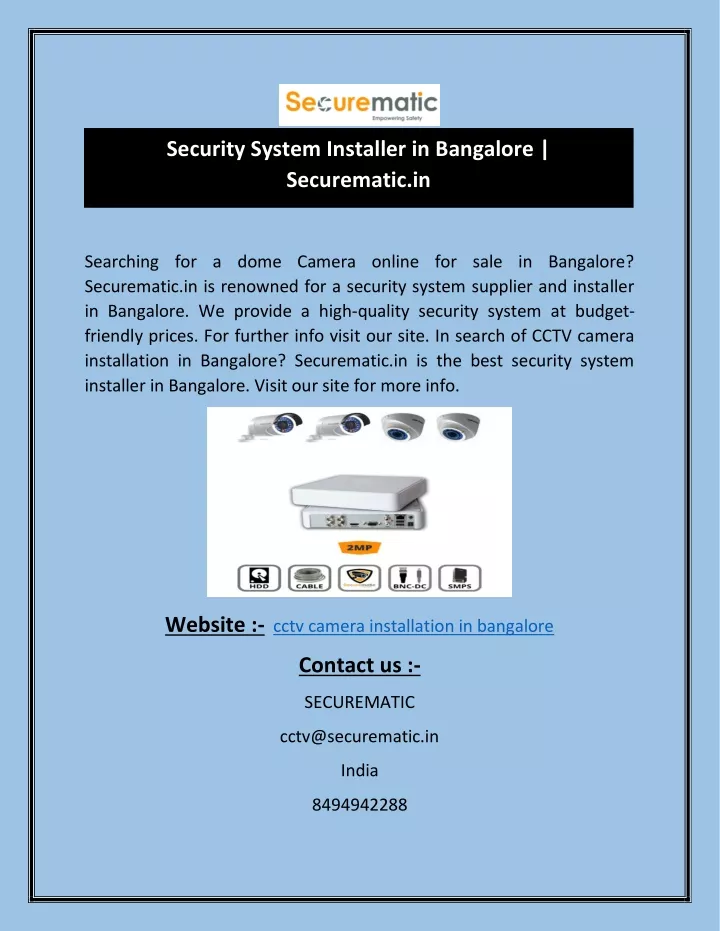 security system installer in bangalore