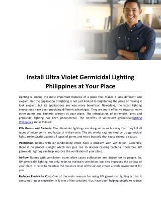 Install Ultra Violet Germicidal Lighting Philippines at Your Place
