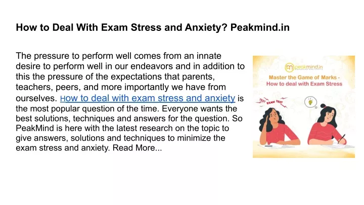 how to deal with exam stress and anxiety peakmind