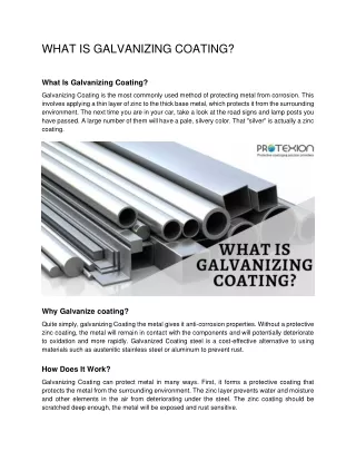 what is galvanizing coating