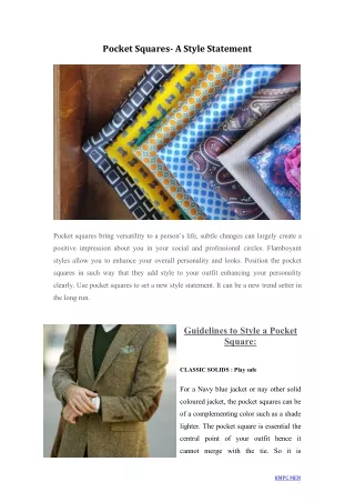 Pocket Squares- STYLE GUIDE