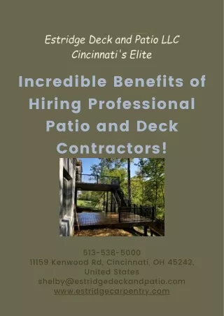 Experienced Patio and Deck Contractors in Your Area
