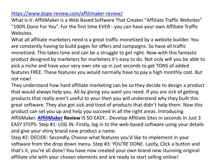 https www dope review com affilimaker review what