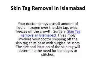 Skin Tag Removal in Islamabad