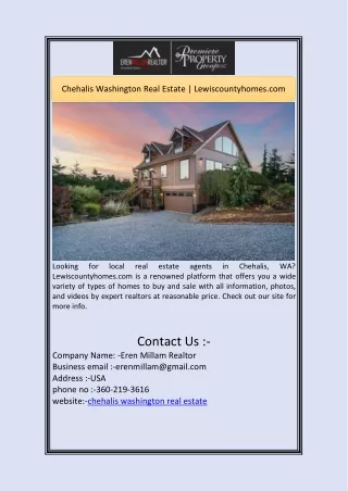Chehalis Washington Real Estate | Lewiscountyhomes.com